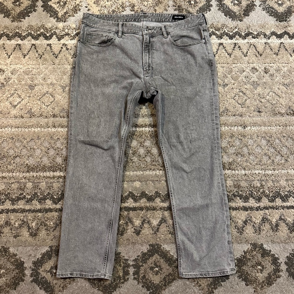 Bonobos Black Light Wash Slim Fit Straight Leg Jeans 38x28